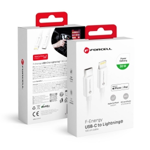 Kabel USB-C na Lightning Forcell F-Energy MFi PD 3A 30W 1 m, bílý
