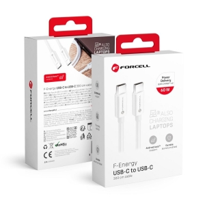 Kabel USB C na USB C Forcell F-Energy QC4.0 PD 3A 60W 3m, bílý