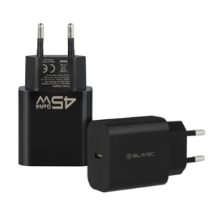 Cestovní nabíječ Blavec, GaN4, 1x USB C, PD 45W, QC 3.0, černá
