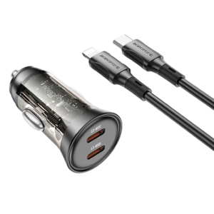 CL adaptér Borofone (BZ26B) 2x USB C, PD 45W, kabel USB C na Lightning, černá