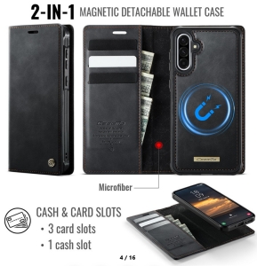 Pouzdro Book CaseMe Magnetic 2v1 iPhone 17, kompatibilní s magsafe, barva černá