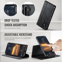 Pouzdro Book CaseMe Magnetic 2v1 iPhone 17, kompatibilní s magsafe, barva černá