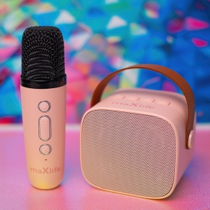 Mini karaoke systém MaxLife s mikrofonem, barva růžová
