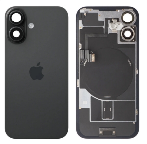 Kryt baterie iPhone 16 black + metal clip + camera lens + magnet