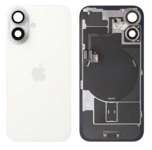 Kryt baterie iPhone 16 white + metal clip + camera lens + magnet