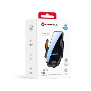 Držák do auta Forcell F-Grip HS1, čelní sklo, mřížka ventilátoru, indukce 15W, černá