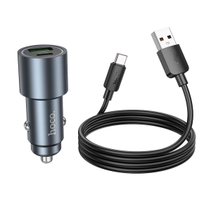 CL adaptér HOCO Z60, 1x USB A, 1x USB C, QC 3.0, PD 48W, kabel USB C na USB C, barva černá