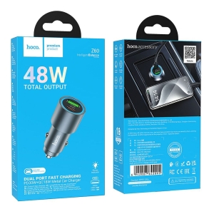 CL adaptér HOCO Z60, 1x USB A, 1x USB C, QC 3.0, PD 48W, barva černá