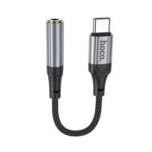 Kabel AUX (Hoco LS36) Jack 3,5mm na USB C, 12cm, barva černá