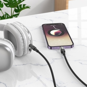 Kabel AUX (Hoco UPA27) Jack 3,5mm na Lightning, 1,2m, barva černá