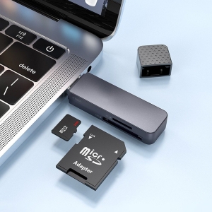 Čtečka paměťových karet HOCO HB45, USB A 2.0, barva metal grey