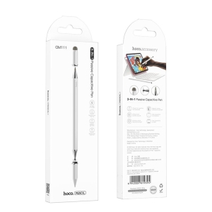 Dotykové pero Hoco GM111, 3-v-1, pasivní stylus pro tablet a mobilní telefon, bílý