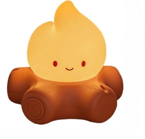 LED noční silikonová lampička Campfire, 3 režimy svícení, hnědá/bílá