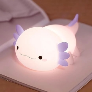 LED noční silikonová lampička Axolotl, 3 režimy svícení