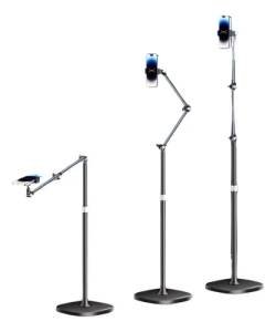 Flexibilní stativ pro telefon, natáčení pohledu dolů (vaření, unboxing, práce), výška max.1,7m, barva černá