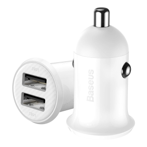 CL adaptér Baseus Grain Pro, 2x USB A, PD 48W, bílá