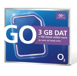 O2 SIM karta 3GB (+ 100 min. volání) + 50 Kč kredit