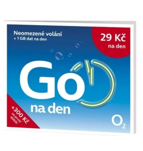 O2 SIM karta Go na den (29 Kč/den = 1GB + neomezené volání) + 100 Kč kredit