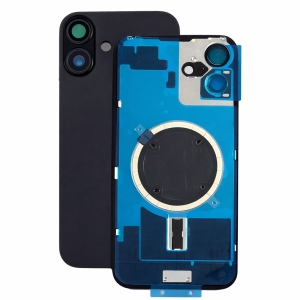 Kryt baterie iPhone 16 PLUS black + metal clip + camera lens + magnet