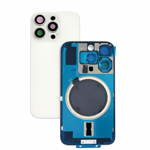 Kryt baterie iPhone 16 PRO MAX white + metal clip + camera lens + magnet