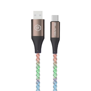 Datový kabel Blavec Neon, USB A na USB C - PD 60W 3A, délka 1m, kompatibilní s Android Auto a CarPlay, svítící RGB