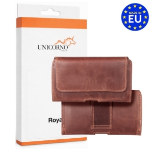 Pouzdro na opasek ROYAL, velikost L (16x8x1,5 cm), pravá kůže, barva hnědá