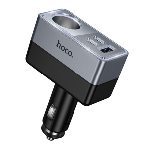 CL adaptér Hoco Z65A s rozbočovačem, 1x USB A, 2x USB C, 1x Port zapalovače, PD 165W, černá