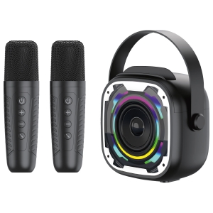 Blavec Bezdrátový Bluetooth karaoke reproduktor se 2 mikrofony, černý
