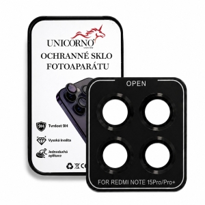 Unicorno ochranné sklo fotoparátu s aplikátorem Xiaomi Redmi NOTE 15 PRO 5G, NOTE 15 PRO PLUS black