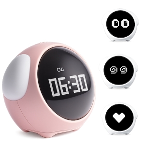 Dětský digitální budík EmojiClock s lampičkou, růžová
