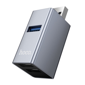 Adaptér Hoco 3v1 (2x USB 2.0 1x USB 3.0) na USB A, šedý