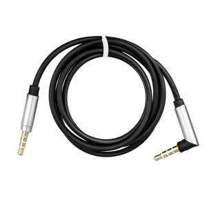 Kabel AUX Jack 3,5mm na Jack 3,5mm (90°), 1m černý