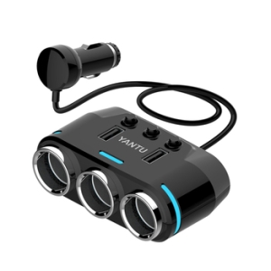 CL rozbočovač zásuvek do zapalovače B39 - 3 zásuvky + 2x USB A (100W) černá