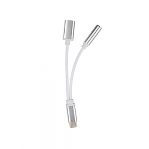 Adaptér HF/audio + nabíjení USB Typ C barva stříbná